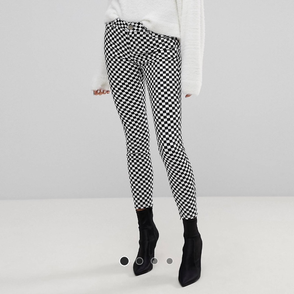 Asos low rise checkered stretchy jeans